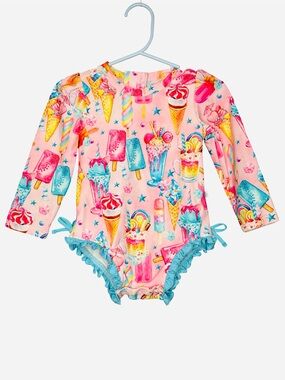 Posh Peanut Floral Long Sleeve Swimsuit 12-18 months